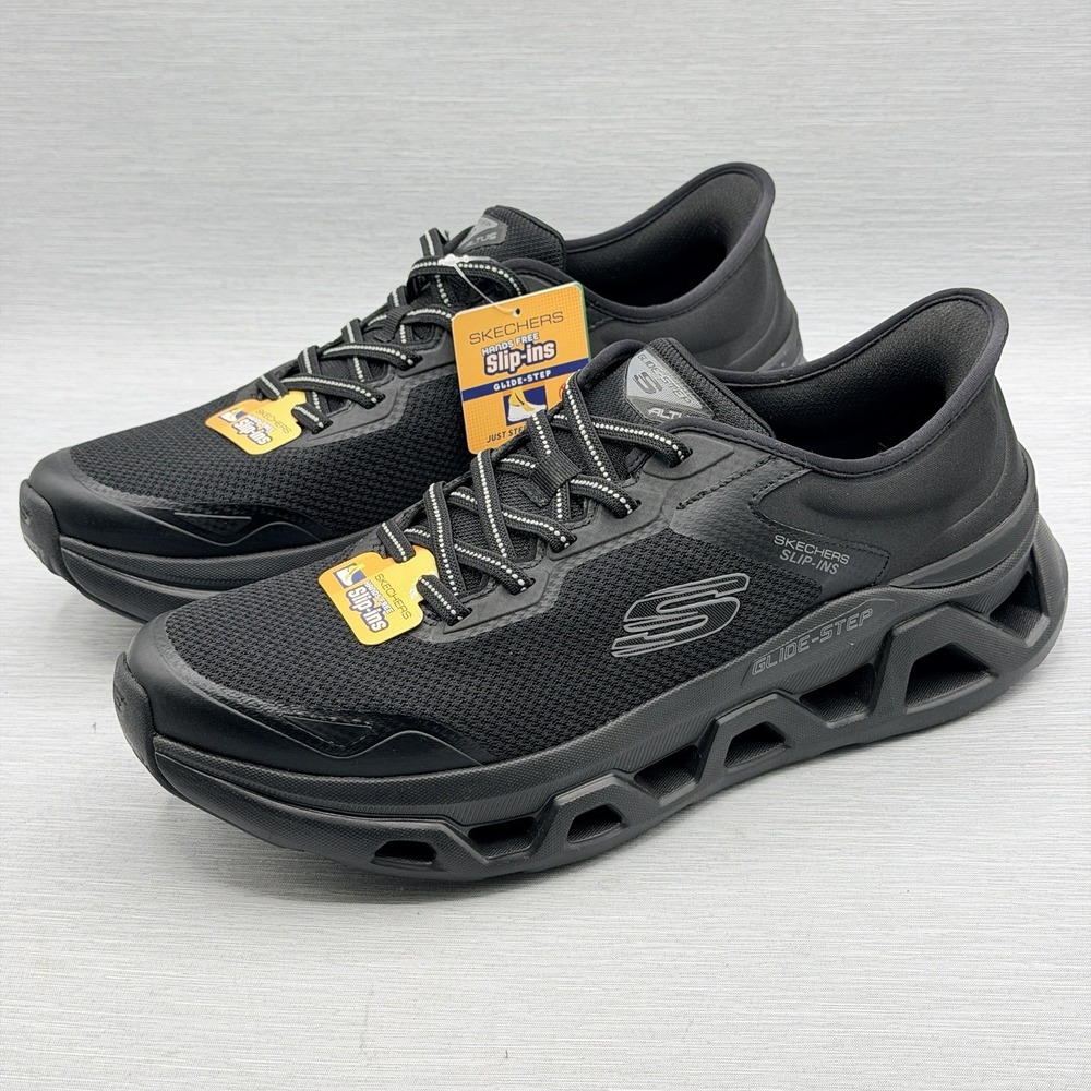 Skechers Slip Ins Men's 10.5 Glide Step Black Walking Shoes Memory Foam 232922